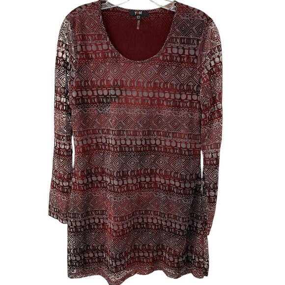 Yest Burn Out Velvet Mini Dress Long Sleeve Lined Sheer See Through Witchy 6 - Picture 1 of 11